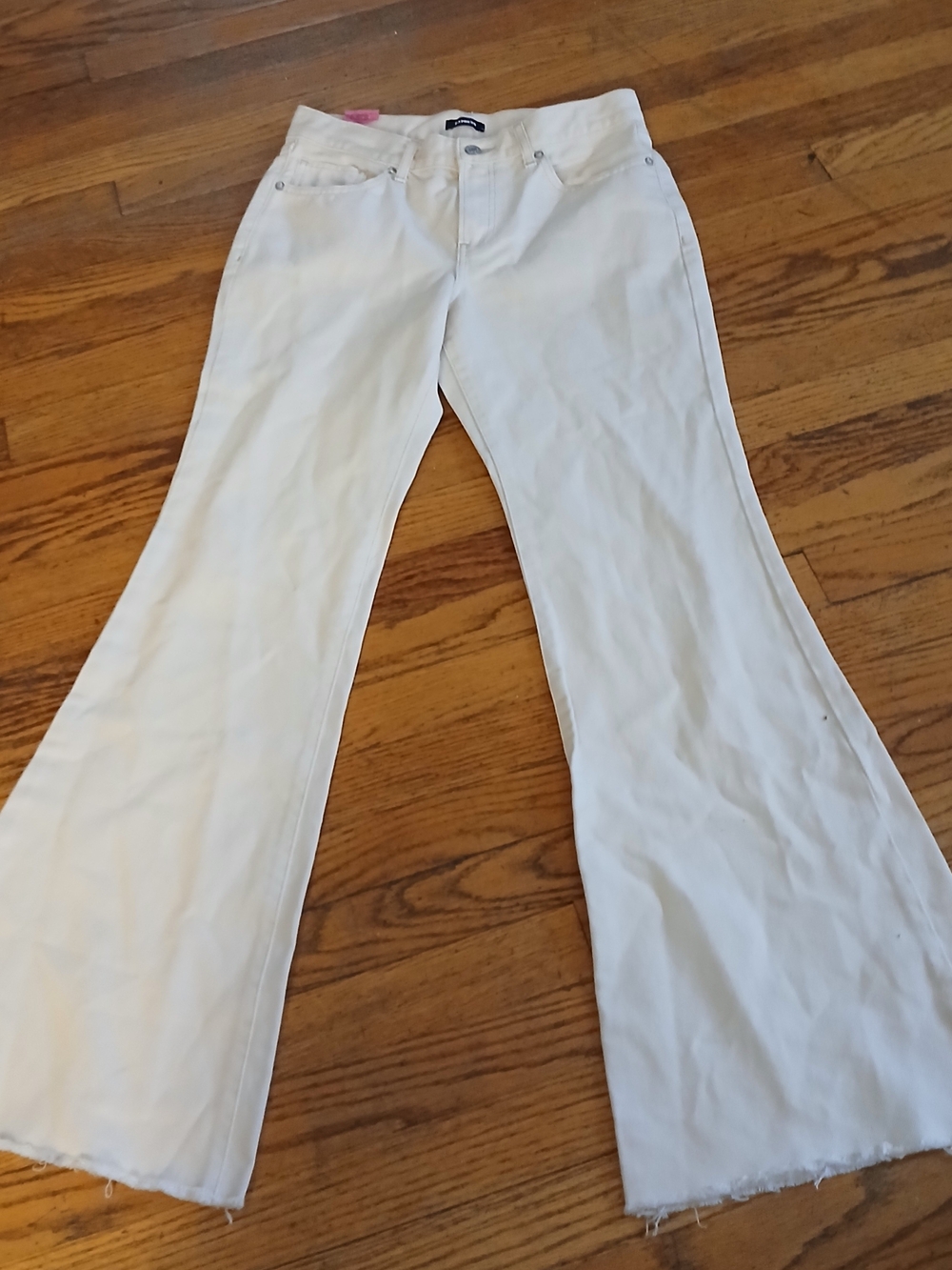 Express 70s Flare Cream Wide Leg Jeans